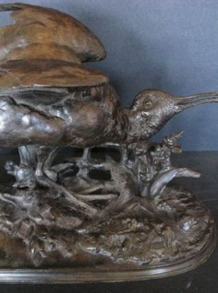 Bécasse à l'envol.Jules Moigniez.Bronze 19e