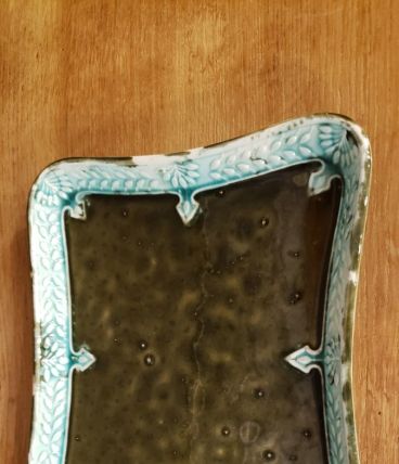 Plat rectangulaire tons verts céramique art déco état + 