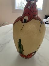 VASE VERRERIE DE LEUNE (1861-1930) vase en verre givré jaune