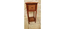 Petit meuble vintage bois et rotin tressé