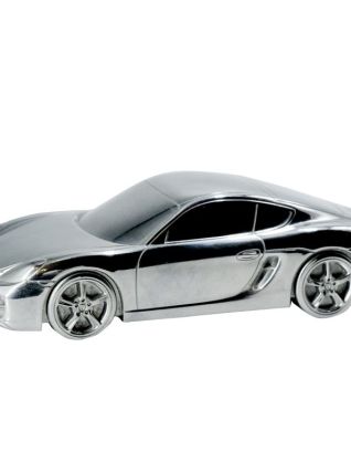 Miniature Porsche Cayman S en métal chrome massif