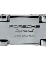 Miniature Porsche Cayman S en métal chrome massif