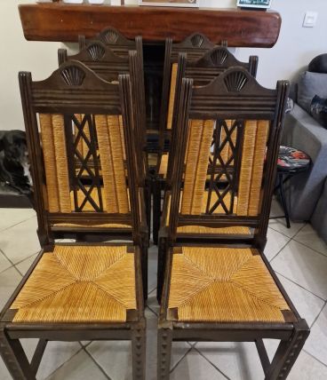 Magnifique ensemble de 6 chaises paillées en rodin
