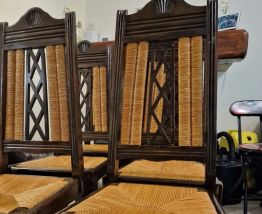 Magnifique ensemble de 6 chaises paillées en rodin