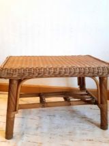 Table basse rectangulaire en rotin vintage 