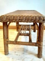 Table basse rectangulaire en rotin vintage 