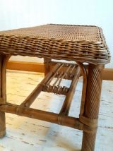 Table basse rectangulaire en rotin vintage 