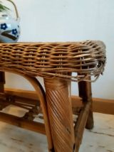 Table basse rectangulaire en rotin vintage 