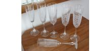 Lot 6 flutes à champagne gravées belle qualité