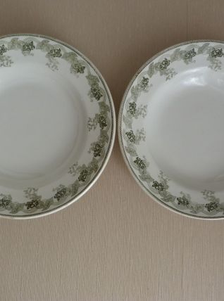 Lot 2 assiettes creuses anciennes Moulin des Loups &amp; Hamage 