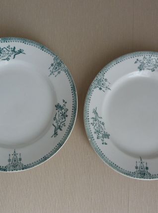 Lot 2 assiettes plates anciennes St Amand - Modèle 4003