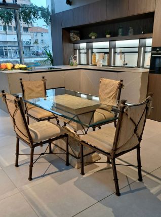 Ensemble design table à manger 4 chaises étagère 