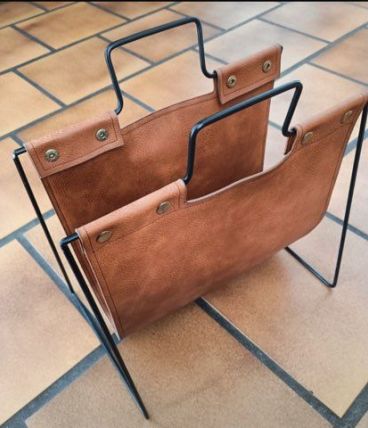 Porte revue vintage Métal/Cuir