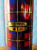 Thermos motif tartan bleu rouge Liseret doré