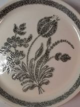 6 Assiettes en Céramique décor Floral Botanique Vintage TBE