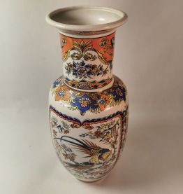 J.P. Derevia, Grand VASE en céramique aux faisans, signé en 