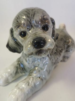 Très belle Figurine caniche Vintage en porcelaine de Göbel. 