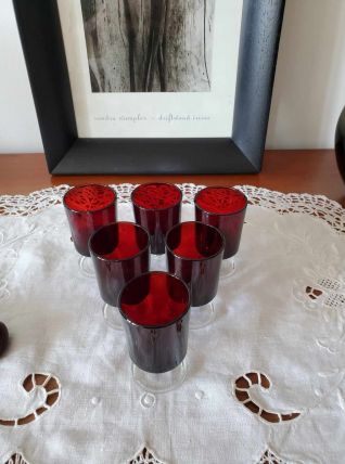Ensemble de 6 verres à liqueur rouge Rubis Suède LUMINARC
