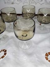 Ensemble de 6 verres à liqueur fumés, Domaine  LUMINARC.