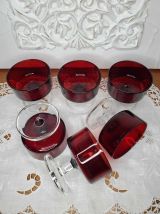 Ensemble de 6 coupes à champagne rouge Rubis Suède LUMINARC.