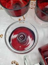 Ensemble de 6 coupes à champagne rouge Rubis Suède LUMINARC.