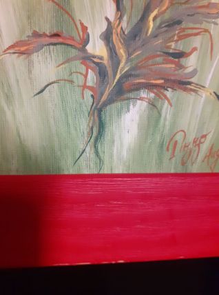 Tableau acrylique sur toile enduite.Petit accroc au bas