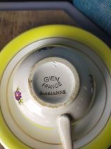 3 tasses et soucoupes Faïence de Gien décor de fleurs