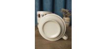 3 tasses de bistrot beiges décor vintage