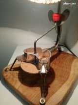 Lampe déco artisanale recyclage moulinette métal