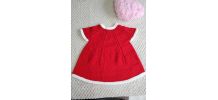 Robe Création CATRICOTE en laine layette ROUGE et BLANC