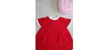 Robe Création CATRICOTE en laine layette ROUGE et BLANC