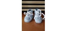 Chaussons baskets pour bébé, laine layette, tricot fait main