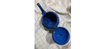 Théière émaillée bleu