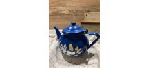 Théière émaillée bleu