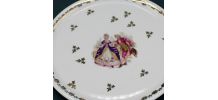 Plat à Gâteau en Porcelaine de France style Fragonard XVIIIè