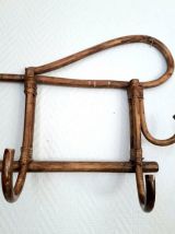 Porte-manteau mural en rotin vintage, vers 1970 