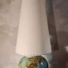 grande  lampe ceramique bleu vert   vernisé  signé palmier  