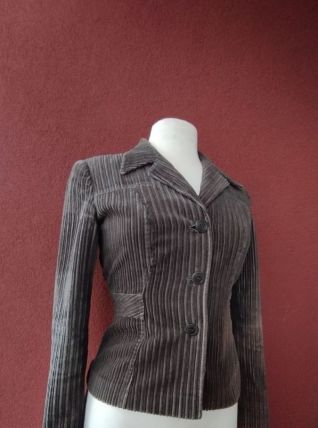 Blazer ceintré kaki vintage Armand Ventilo en velours 