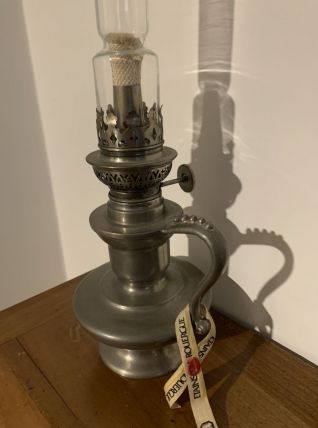 Lampe éclairage à pétrole étain Rouergue vintage art déco de