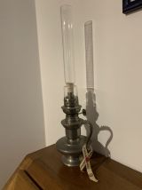 Lampe éclairage à pétrole étain Rouergue vintage art déco de