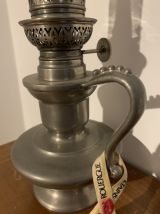 Lampe éclairage à pétrole étain Rouergue vintage art déco de