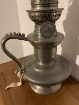 Lampe éclairage à pétrole étain Rouergue vintage art déco de