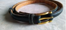 Ceinture fine reptile verte  belle boucle année 30/40