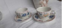  2 tasses thé CHURCHILL ENGLAND fleurs