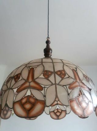 Suspension art déco XXL en nacre , vers 1970 