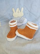 Chaussons bottes de pluie AIGLE pour bébé  tricot fait main