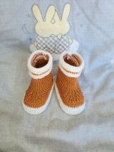 Chaussons bottes de pluie AIGLE pour bébé  tricot fait main