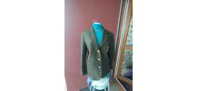 Magnifique Blazer laine androgyne kaki  épaules 45 cm
