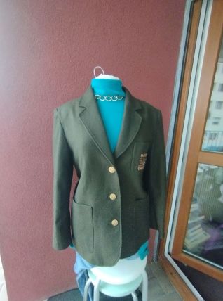 Magnifique Blazer laine androgyne kaki  épaules 45 cm