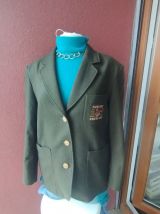 Magnifique Blazer laine androgyne kaki  épaules 45 cm